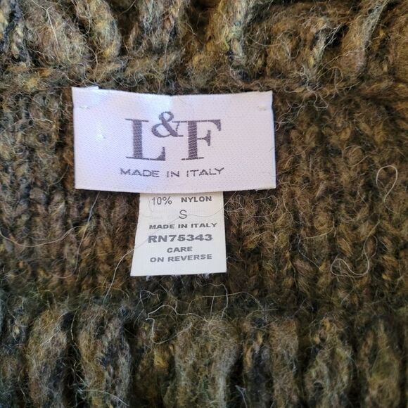 L&F Made In Italy Wool and Alpaca long sleeve sweater with fringe neck sz S - Picture 5 of 5